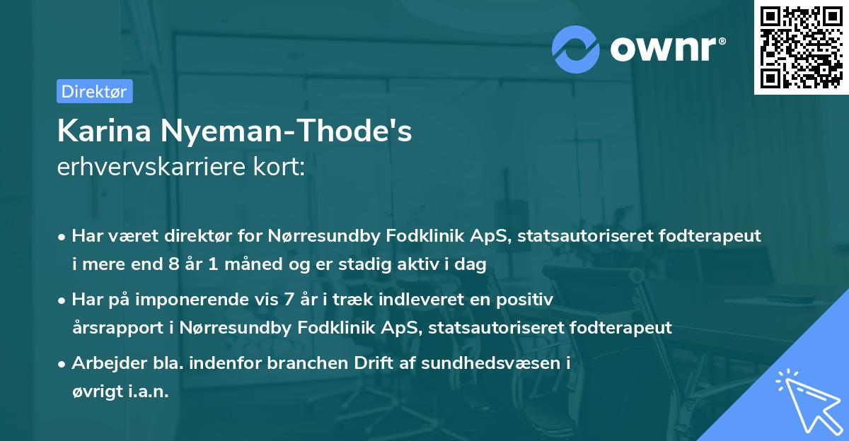 Karina Nyeman-Thode's erhvervskarriere kort