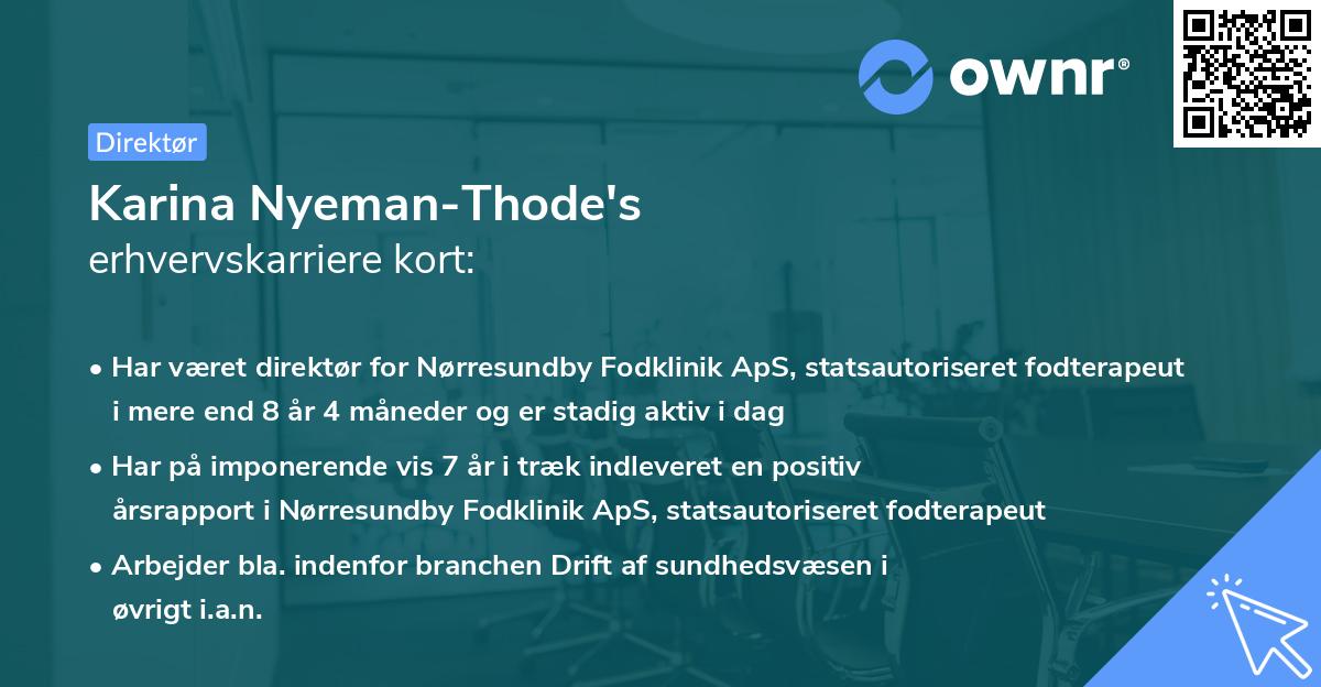 Karina Nyeman-Thode's erhvervskarriere kort