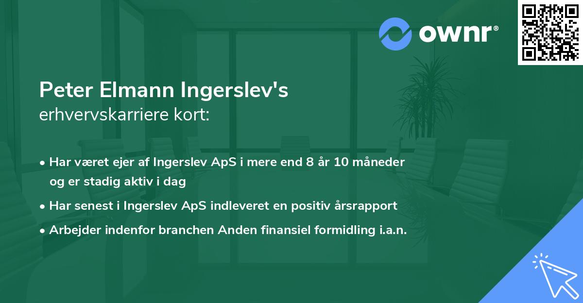 Peter Elmann Ingerslev's erhvervskarriere kort