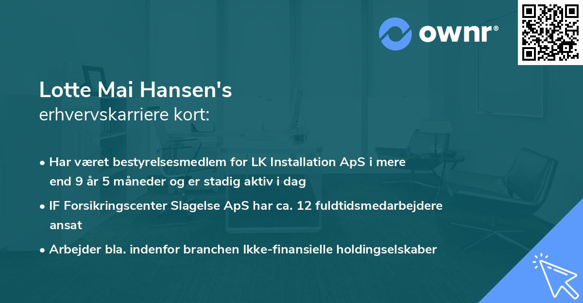 Lotte Mai Hansen's erhvervskarriere kort