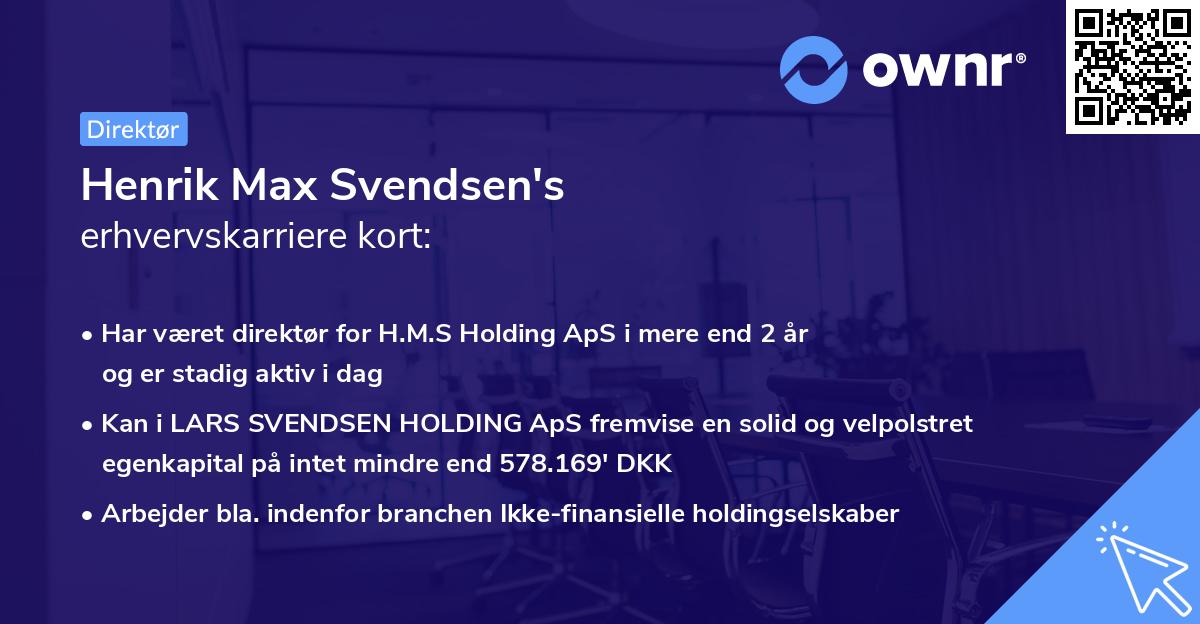 Henrik Max Svendsen's erhvervskarriere kort