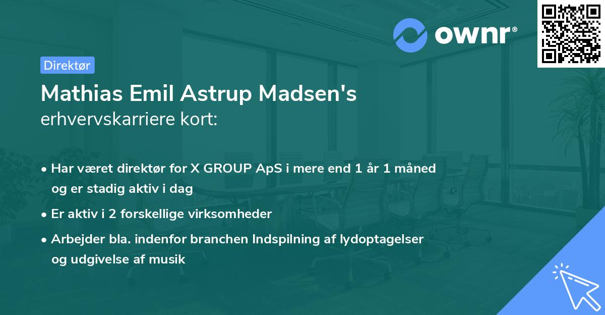 Mathias Emil Astrup Madsen's erhvervskarriere kort