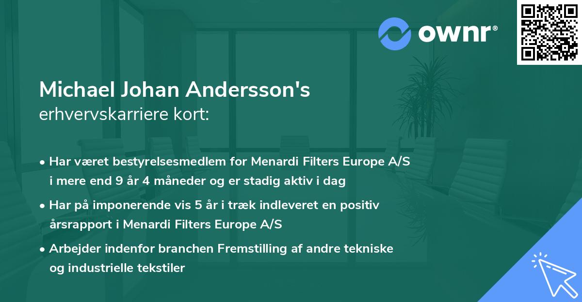 Michael Johan Andersson's erhvervskarriere kort