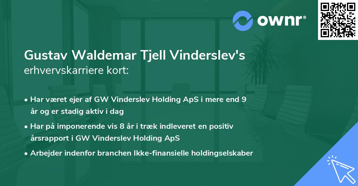 Gustav Waldemar Tjell Vinderslev's erhvervskarriere kort