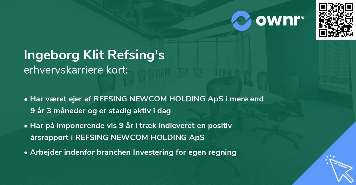 Ingeborg Klit Refsing's erhvervskarriere kort