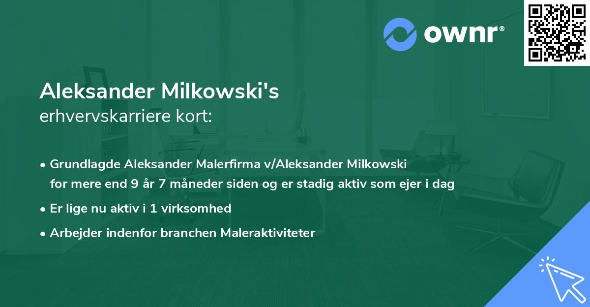 Aleksander Milkowski's erhvervskarriere kort