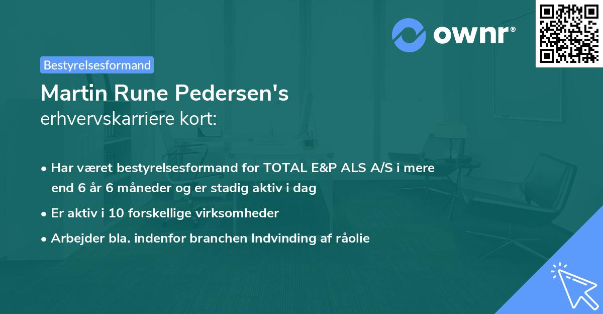Martin Rune Pedersen's erhvervskarriere kort