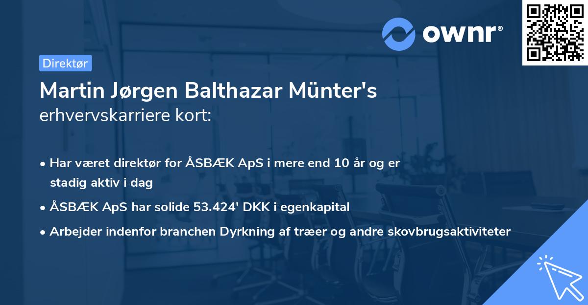 Martin Jørgen Balthazar Münter's erhvervskarriere kort