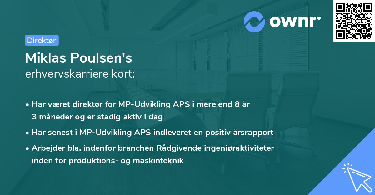 Miklas Poulsen's erhvervskarriere kort