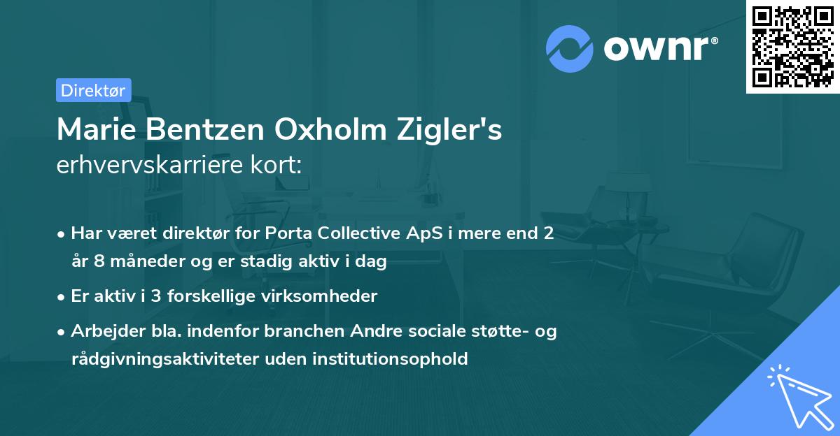 Marie Bentzen Oxholm Zigler's erhvervskarriere kort