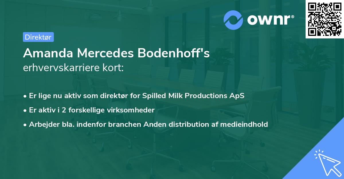 Amanda Mercedes Bodenhoff's erhvervskarriere kort
