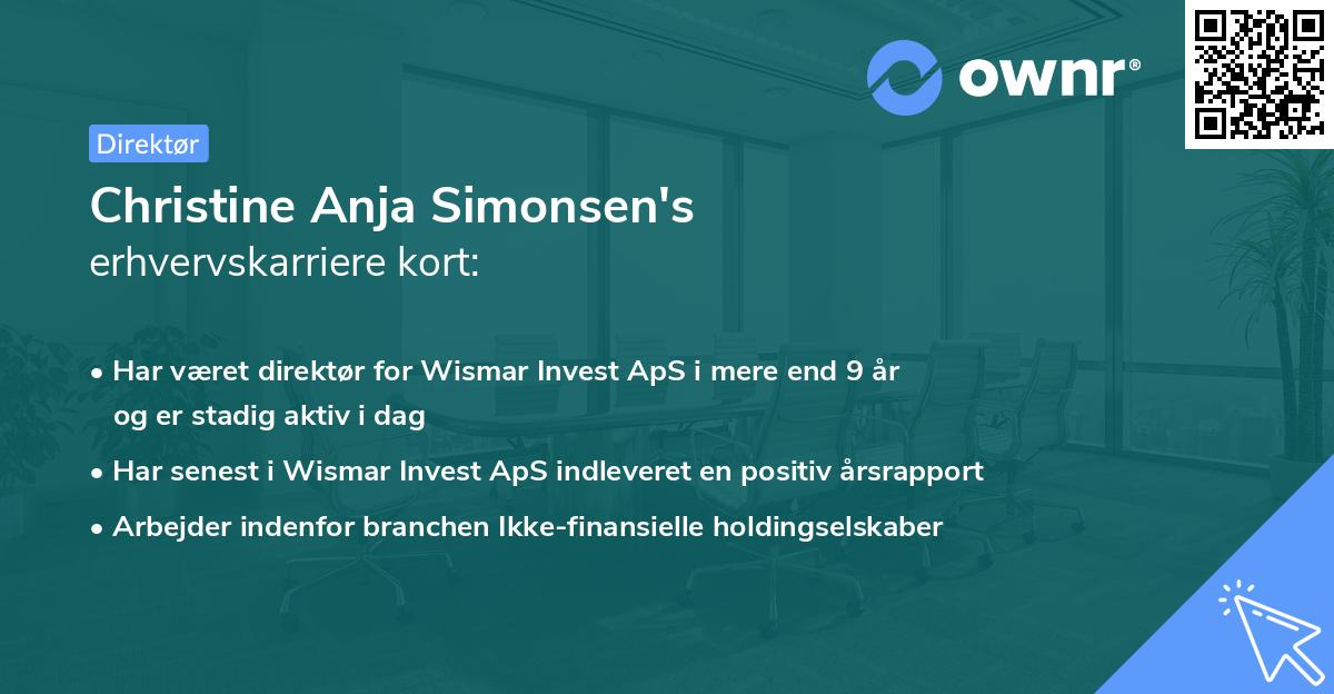 Christine Anja Simonsen's erhvervskarriere kort
