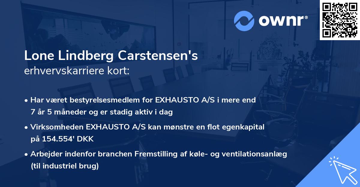 Lone Lindberg Carstensen's erhvervskarriere kort