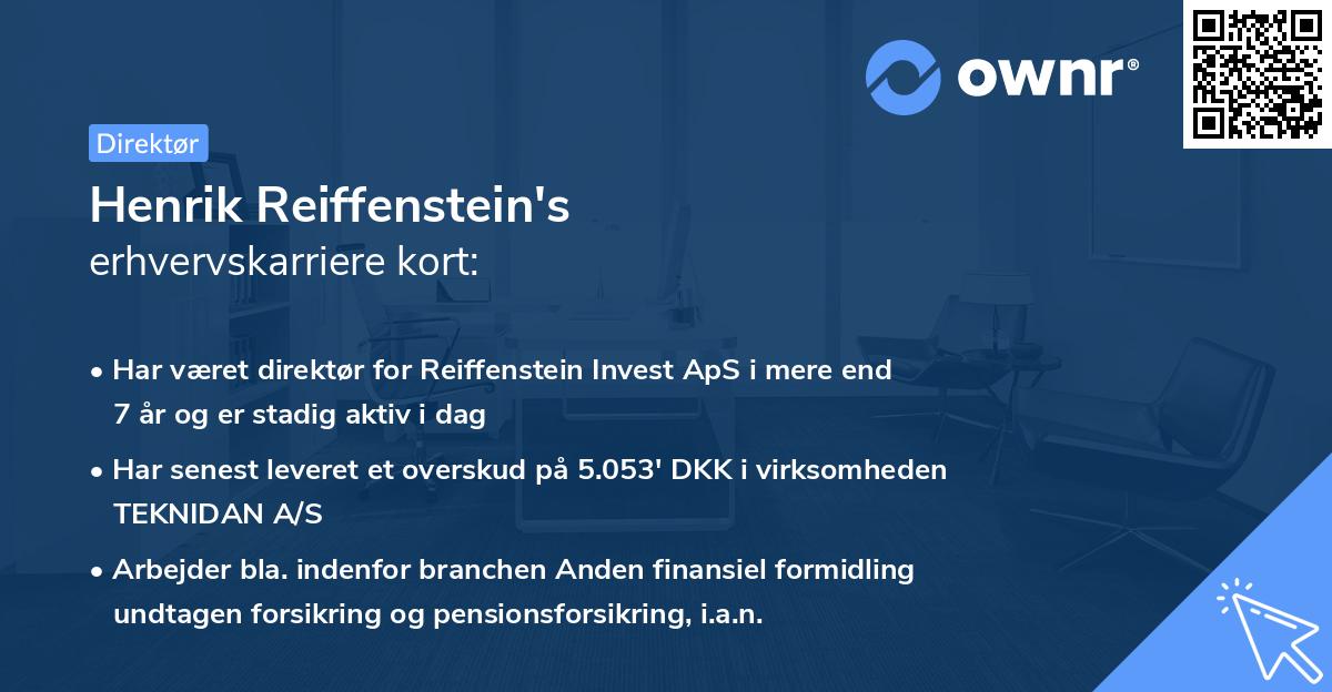 Henrik Reiffenstein's erhvervskarriere kort