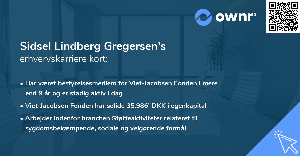 Sidsel Lindberg Gregersen's erhvervskarriere kort