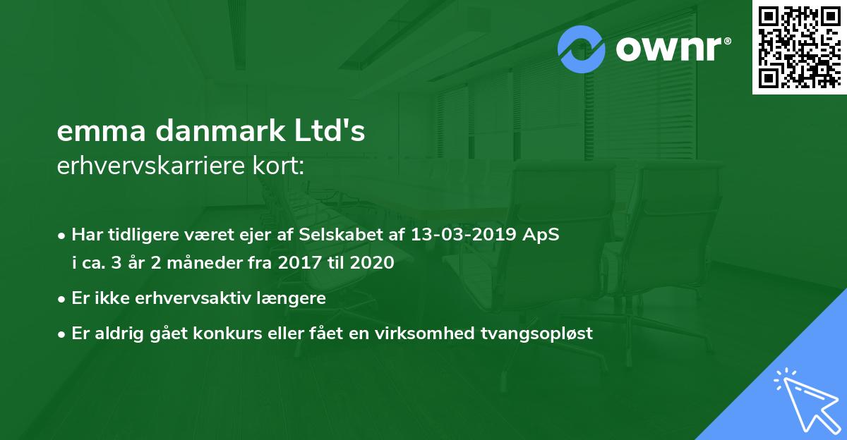 emma danmark Ltd's erhvervskarriere kort