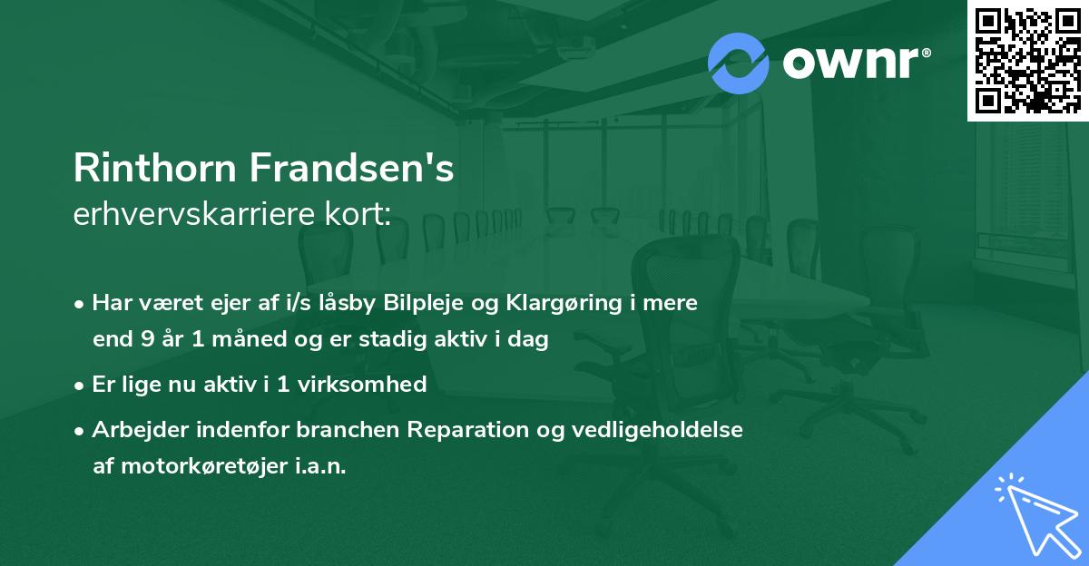 Rinthorn Frandsen's erhvervskarriere kort
