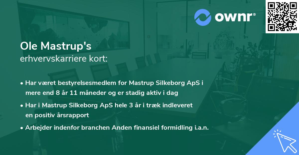 Ole Mastrup's erhvervskarriere kort