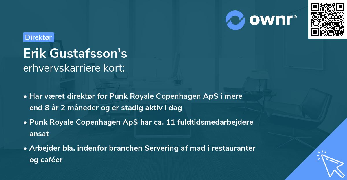 Erik Gustafsson's erhvervskarriere kort