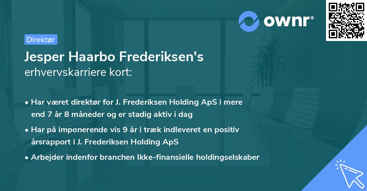 Jesper Haarbo Frederiksen's erhvervskarriere kort