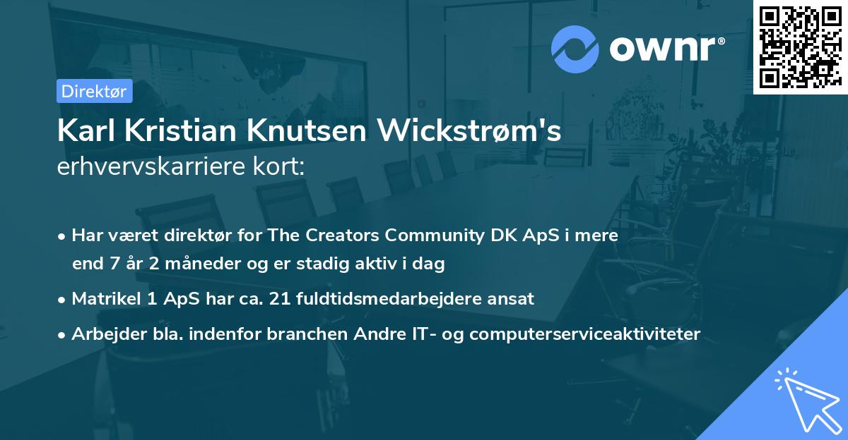 Karl Kristian Knutsen Wickstrøm's erhvervskarriere kort