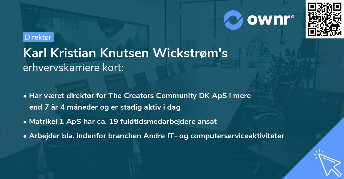 Karl Kristian Knutsen Wickstrøm's erhvervskarriere kort