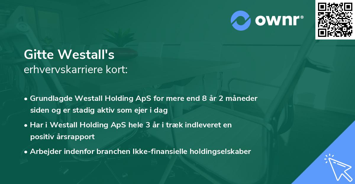 Gitte Westall's erhvervskarriere kort