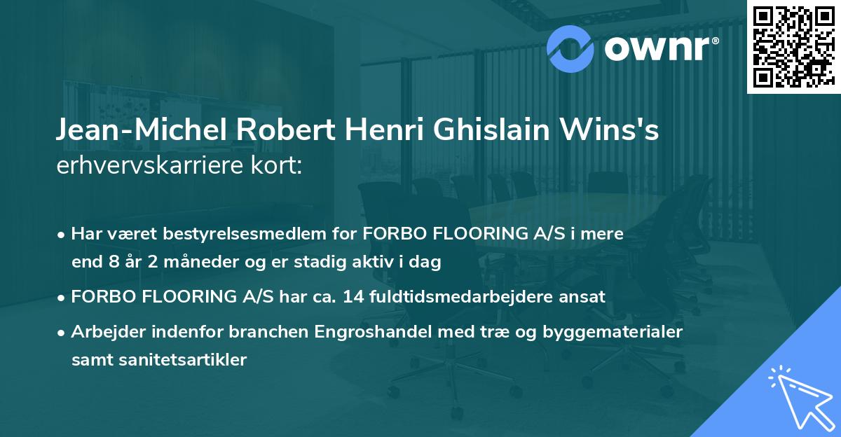 Jean-Michel Robert Henri Ghislain Wins's erhvervskarriere kort