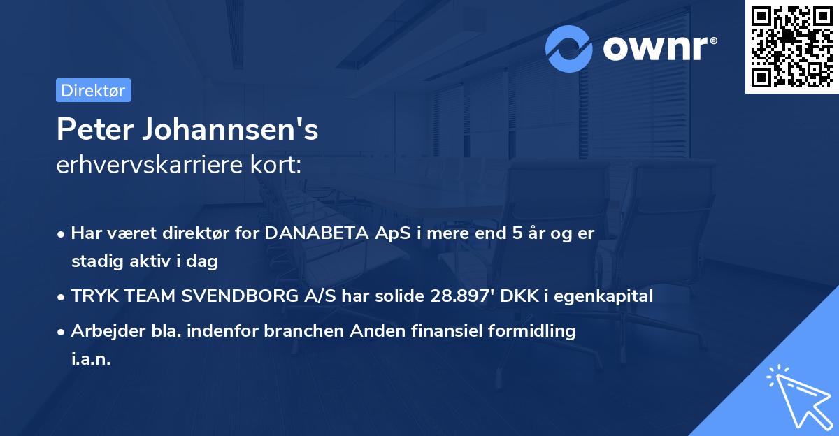 Peter Johannsen's erhvervskarriere kort