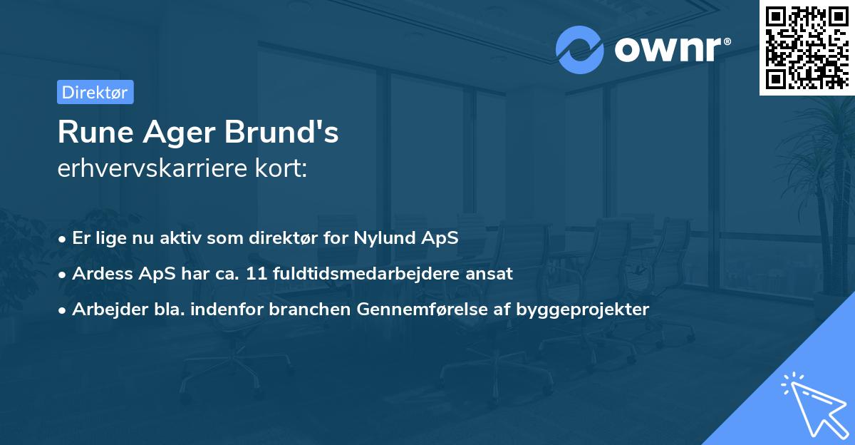 Rune Ager Brund's erhvervskarriere kort
