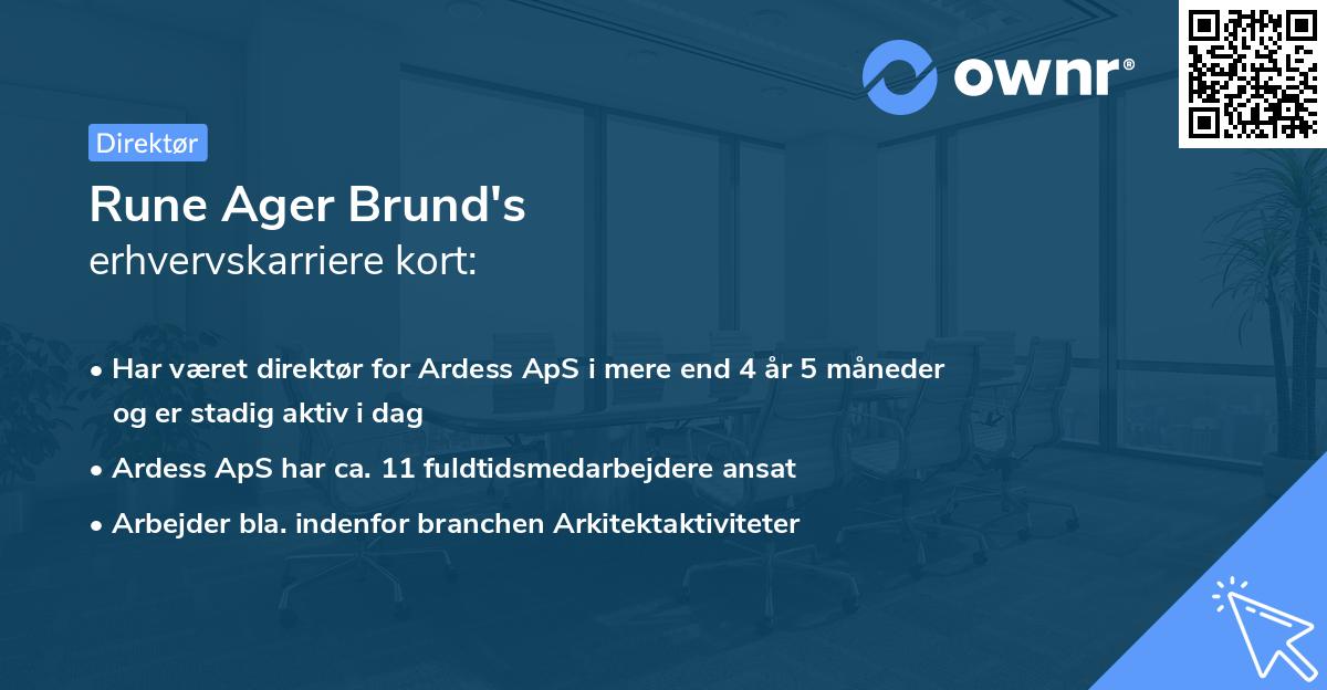Rune Ager Brund's erhvervskarriere kort