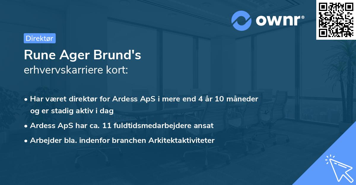 Rune Ager Brund's erhvervskarriere kort