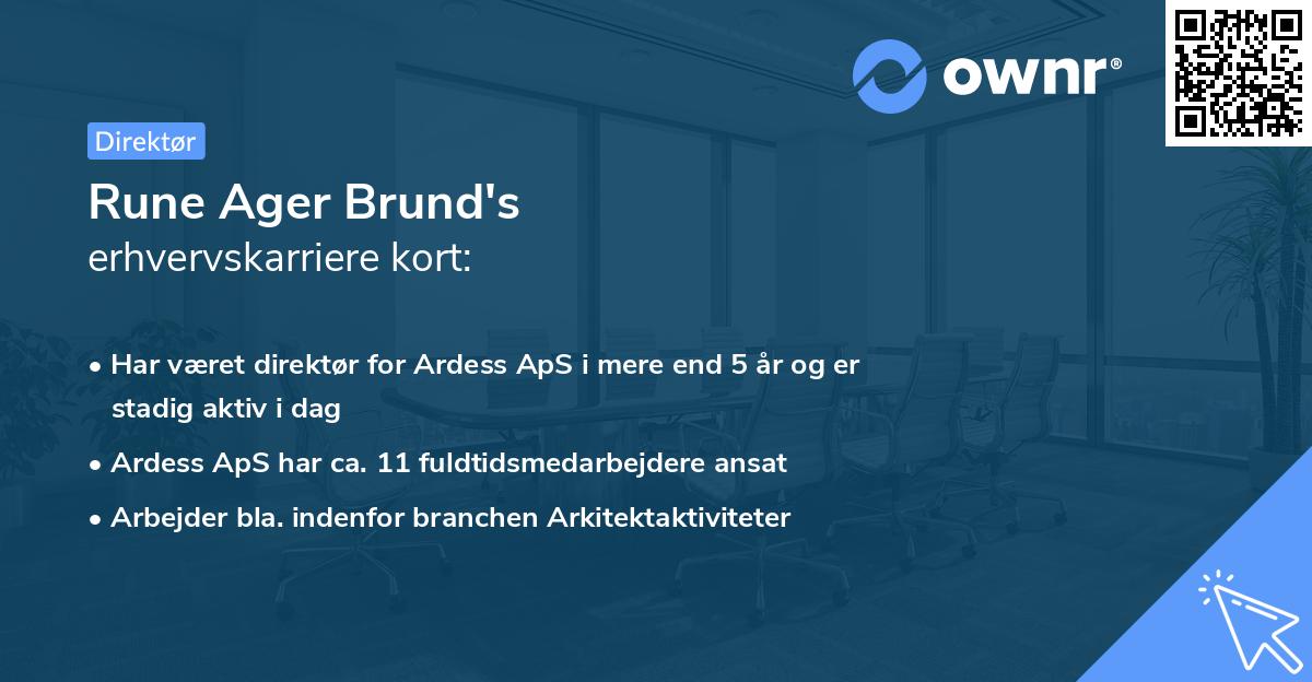 Rune Ager Brund's erhvervskarriere kort