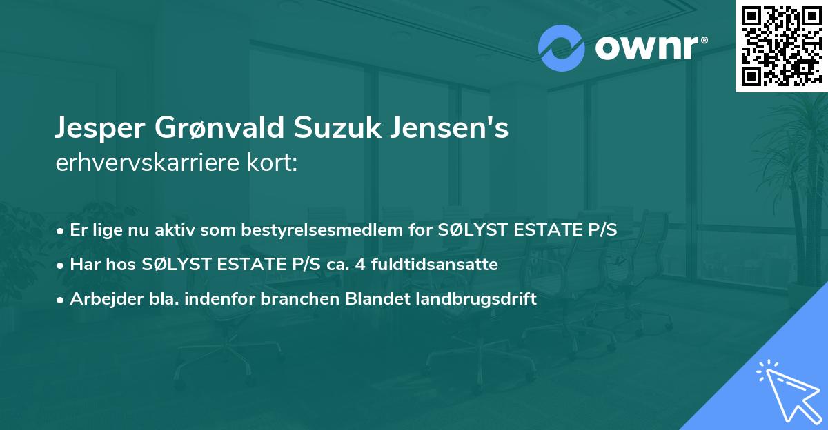 Jesper Grønvald Suzuk Jensen's erhvervskarriere kort
