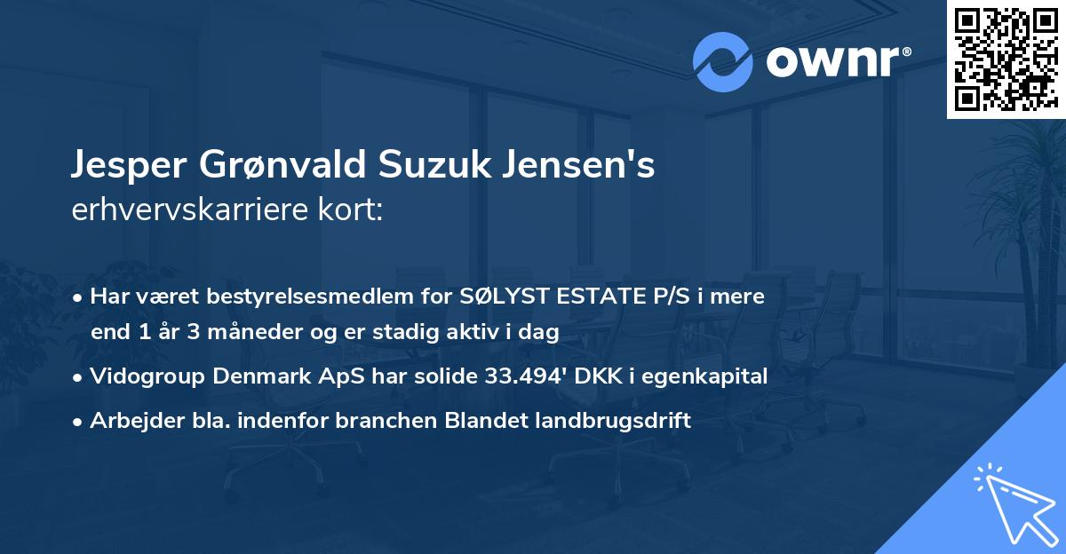 Jesper Grønvald Suzuk Jensen's erhvervskarriere kort