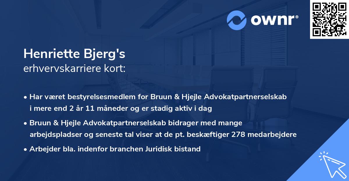 Henriette Bjerg's erhvervskarriere kort