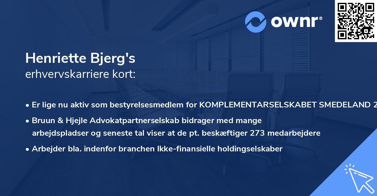 Henriette Bjerg's erhvervskarriere kort