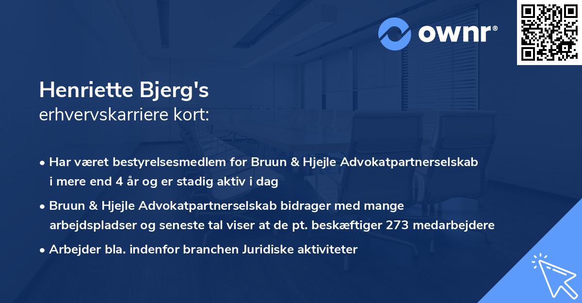 Henriette Bjerg's erhvervskarriere kort