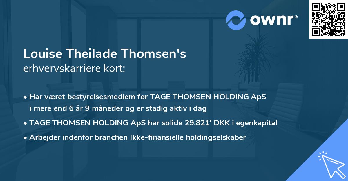 Louise Theilade Thomsen's erhvervskarriere kort