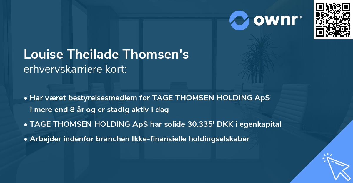 Louise Theilade Thomsen's erhvervskarriere kort