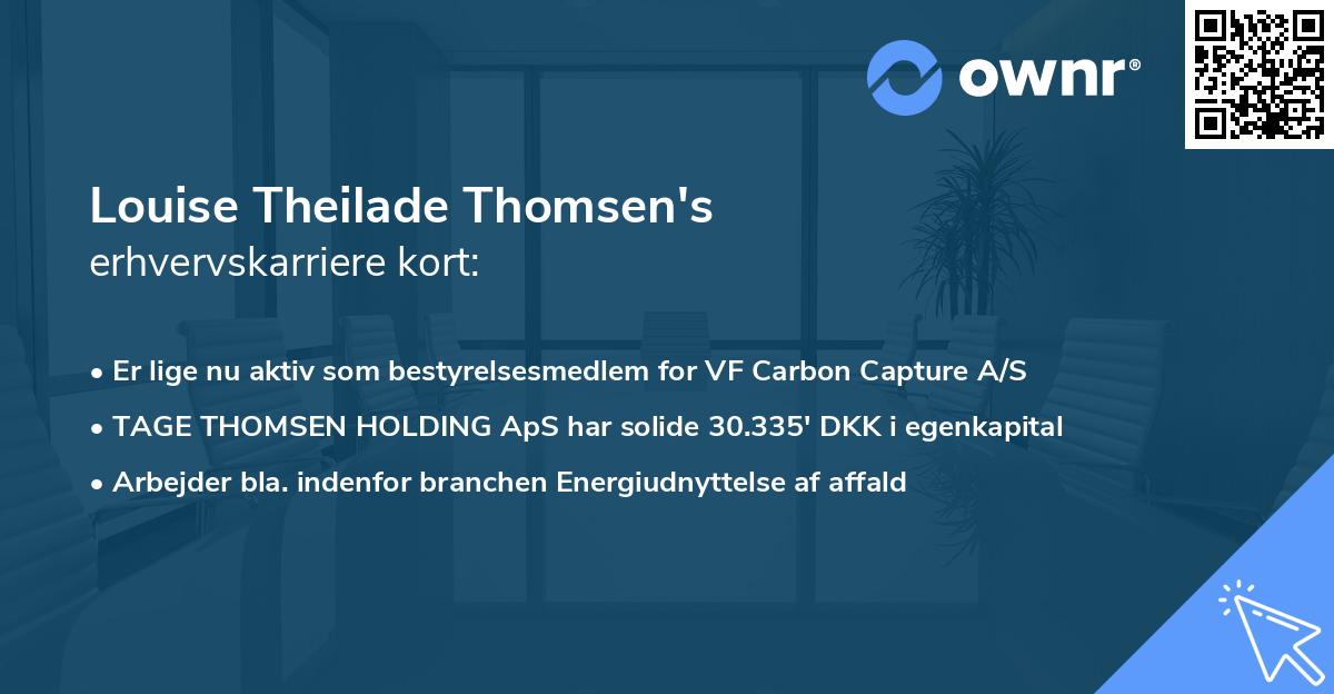Louise Theilade Thomsen's erhvervskarriere kort