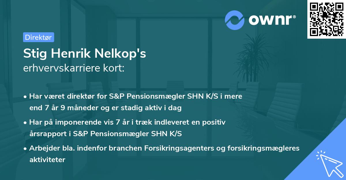 Stig Henrik Nelkop's erhvervskarriere kort