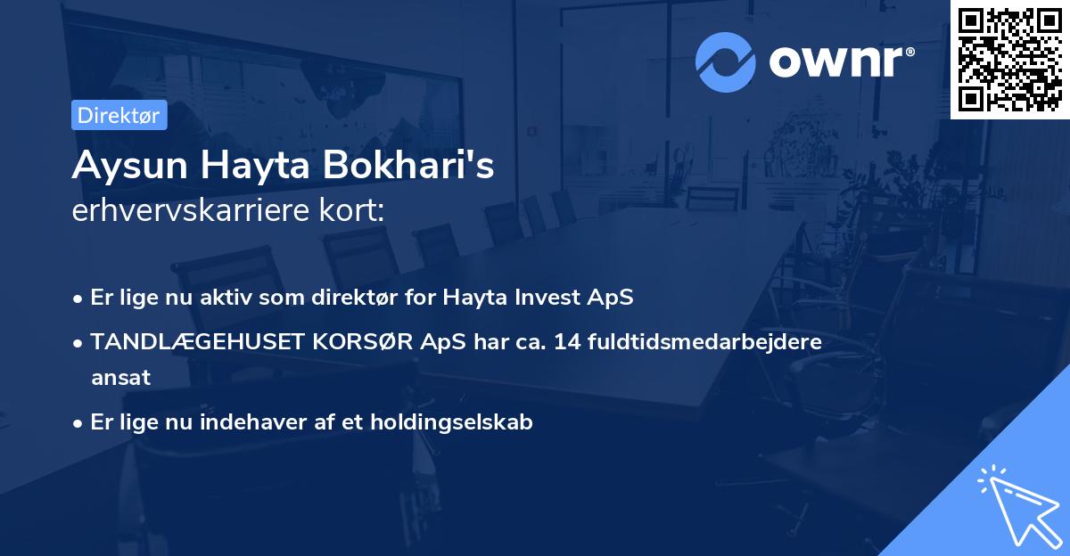 Aysun Hayta Bokhari's erhvervskarriere kort