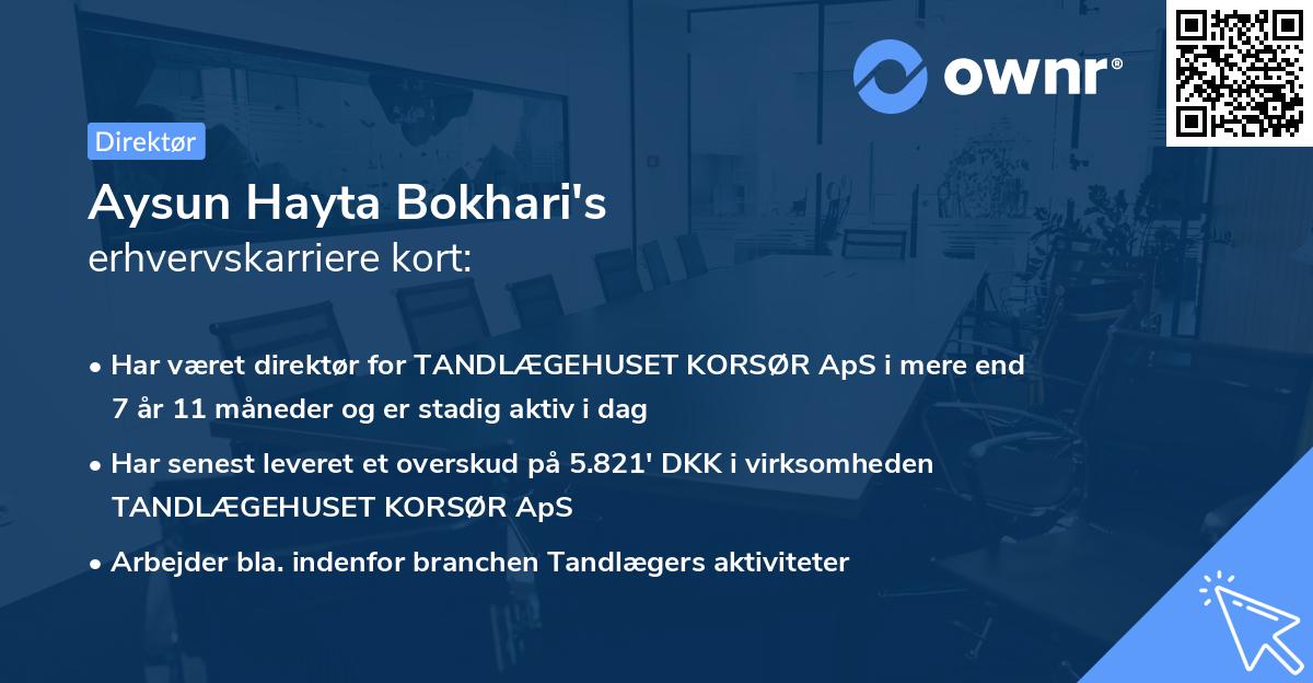 Aysun Hayta Bokhari's erhvervskarriere kort