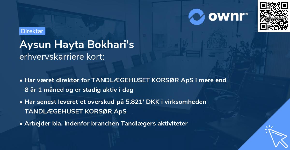 Aysun Hayta Bokhari's erhvervskarriere kort