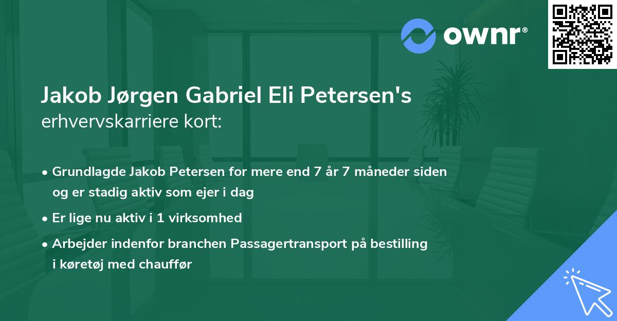 Jakob Jørgen Gabriel Eli Petersen's erhvervskarriere kort