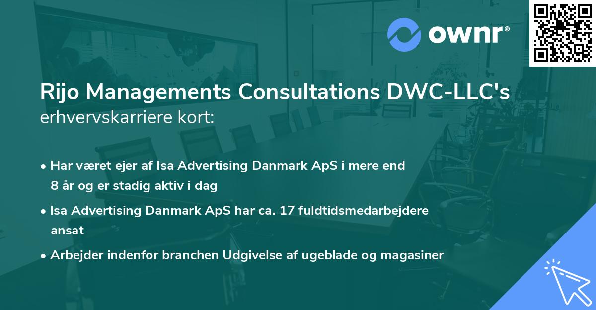 Rijo Managements Consultations DWC-LLC's erhvervskarriere kort