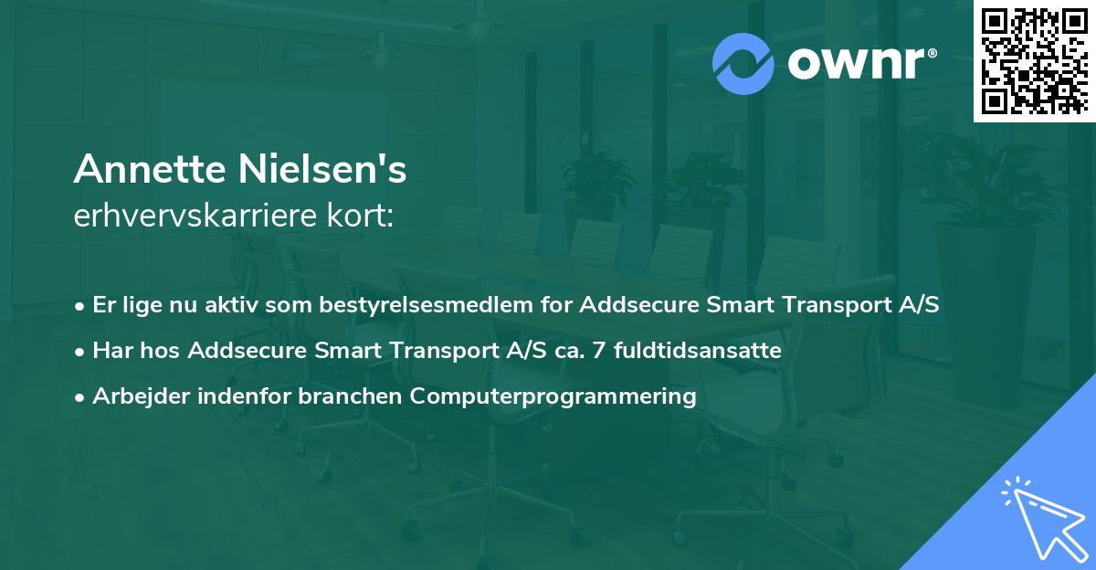 Annette Nielsen's erhvervskarriere kort