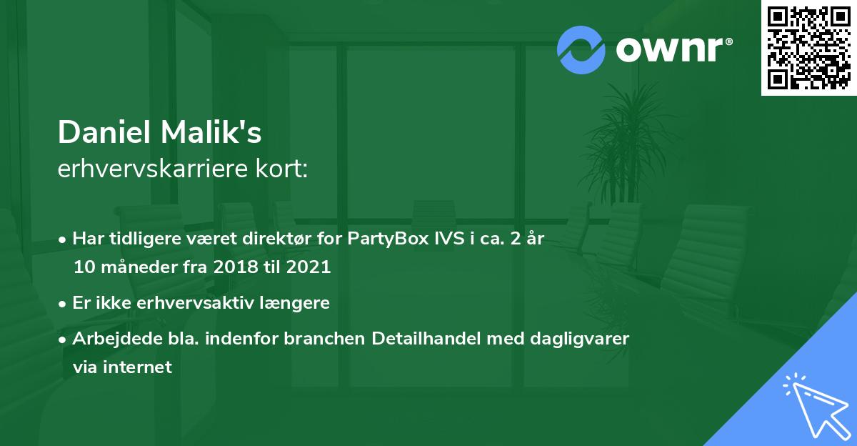 Daniel Malik's erhvervskarriere kort
