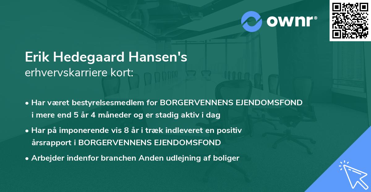 Erik Hedegaard Hansen's erhvervskarriere kort